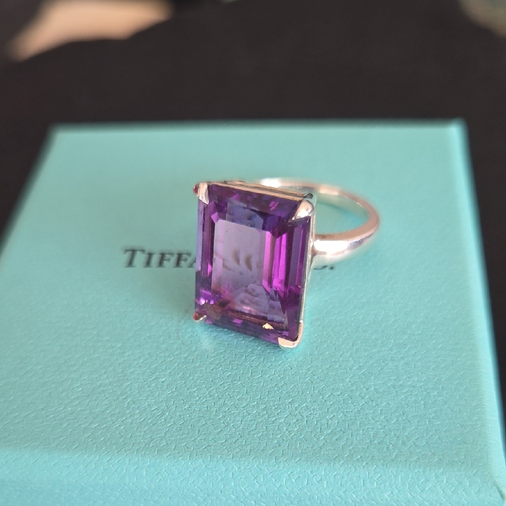 Vintage Tiffany & Co. Sterling Silver "Sparklers" Ring with Amethyst, Size 6 - Picture 1 of 9